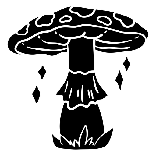 Design de ilustração estilizada de cogumelo preto Desenho PNG