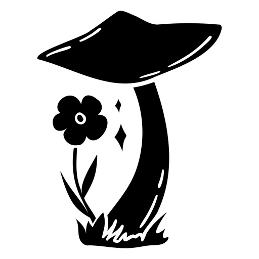Ilustração encantadora de cogumelo e flor Desenho PNG