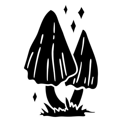 Ilustração elegante de cogumelo preto com detalhes brilhantes Desenho PNG
