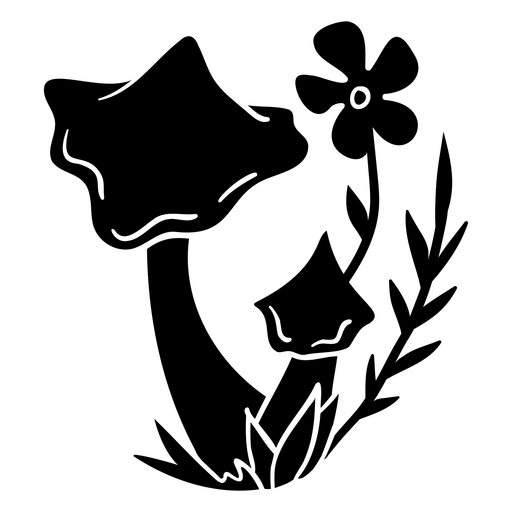 Ilustração caprichosa de cogumelo e flor Desenho PNG