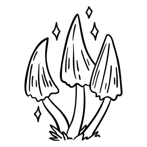 Stilisiertes Pilz-Grafikdesign mit skurrilen Elementen für Bekleidung PNG-Design
