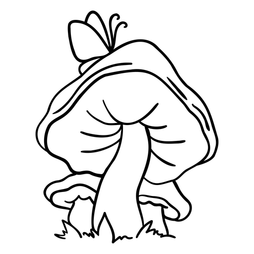 Desenho de borboleta em um cogumelo Desenho PNG