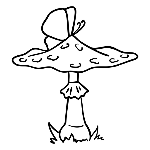 Ilustração caprichosa de cogumelo com borboleta Desenho PNG
