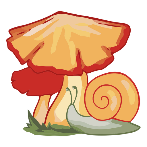 Colorful whimsical mushroom and snail illustration design PNG Design