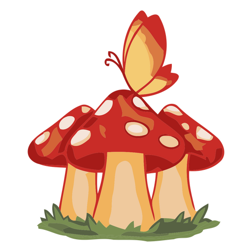 Diseño caprichoso de mariposa y hongo. Diseño PNG
