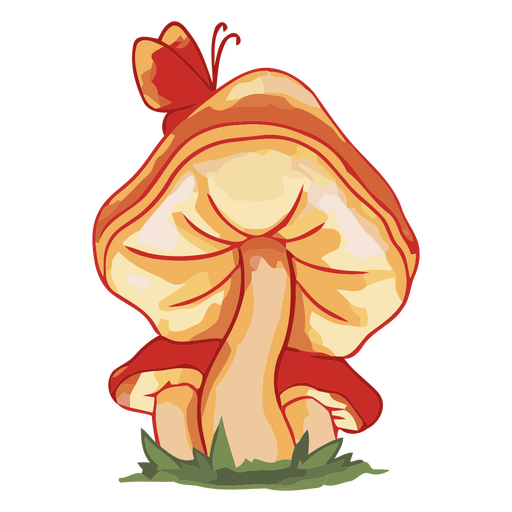 Farbenfrohes, skurriles T-Shirt-Design mit Pilz- und Schmetterlingsdesign PNG-Design