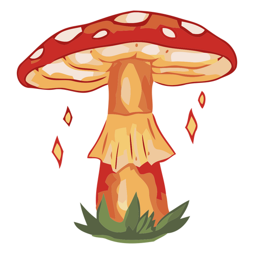 Ilustración vibrante de dibujos animados de un hongo Diseño PNG