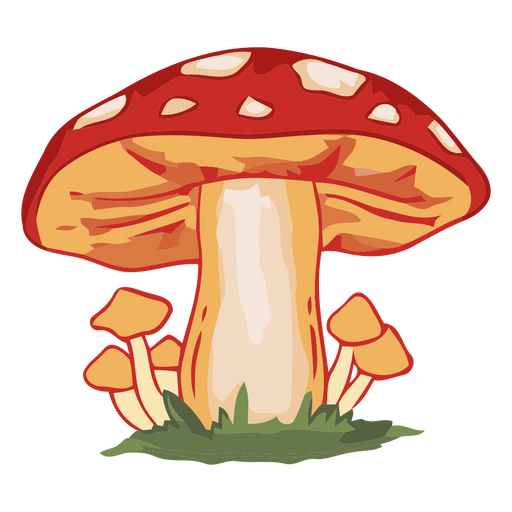 Ilustração de cogumelo vermelho vibrante Desenho PNG
