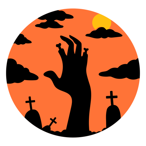 Diseño de cementerio inquietante con puesta de sol Diseño PNG