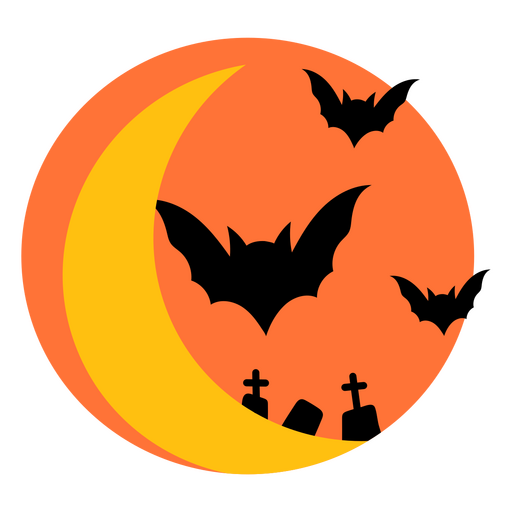 Diseño gráfico de murciélago y luna de Halloween Diseño PNG