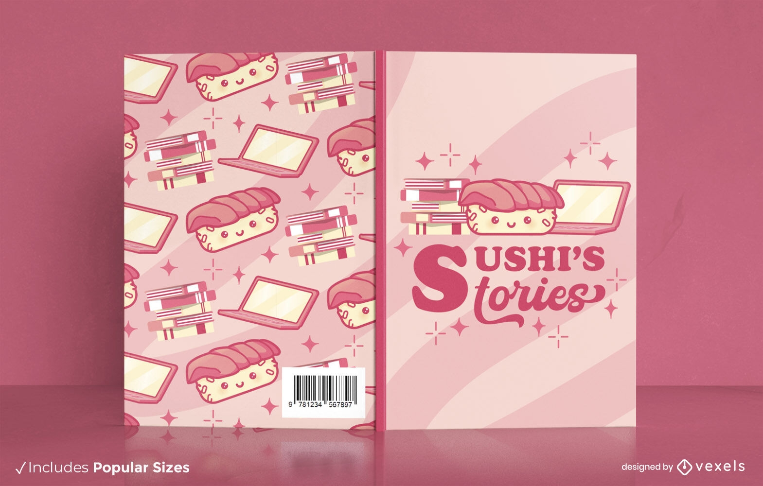 Design de capa de livro de histórias de sushi