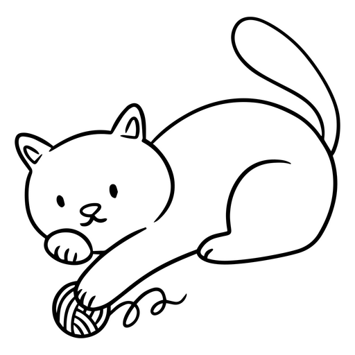 Ilustração de gato brincalhão com novelo de lã Desenho PNG