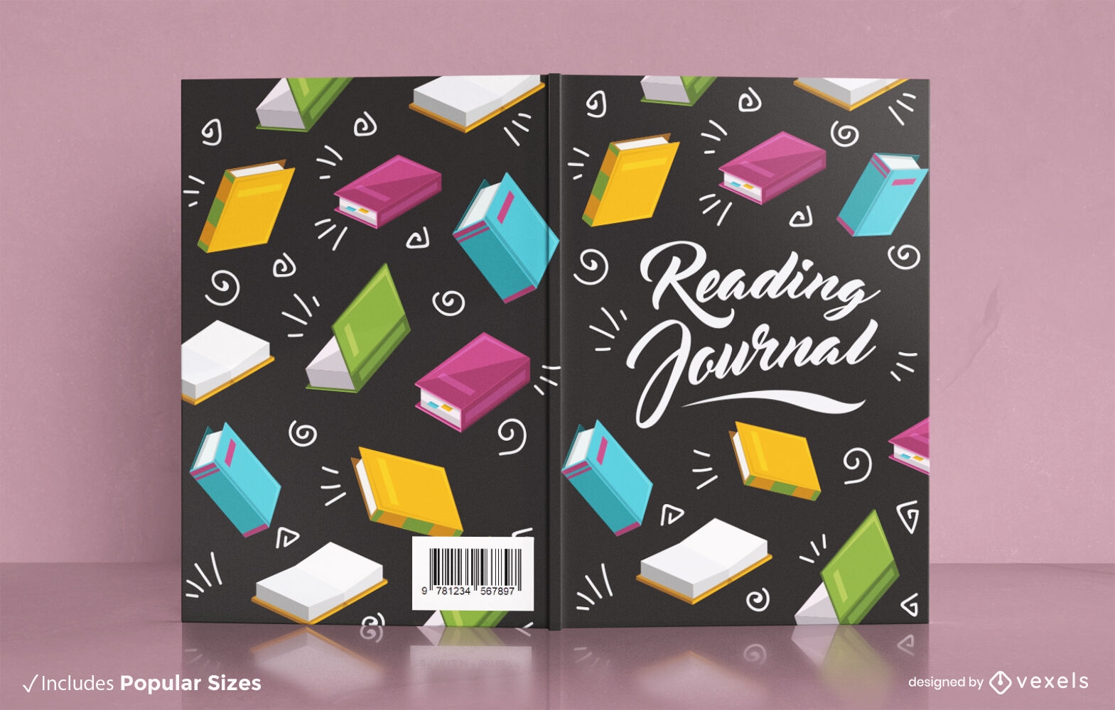 Design de capa de livro colorido de diário de leitura