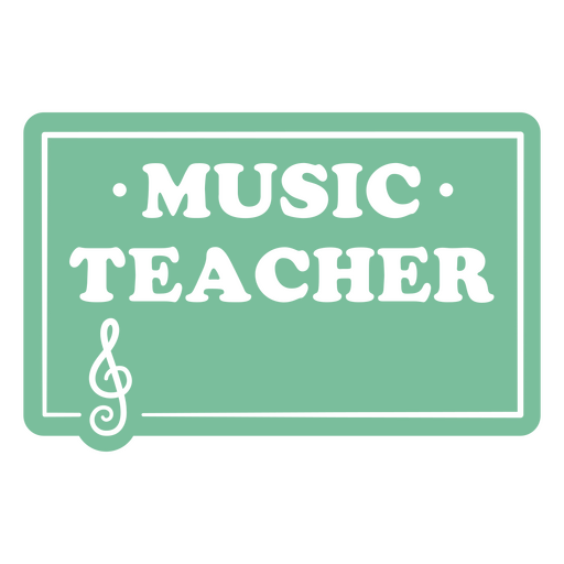 Green name tag with the words music teacher on it PNG Design