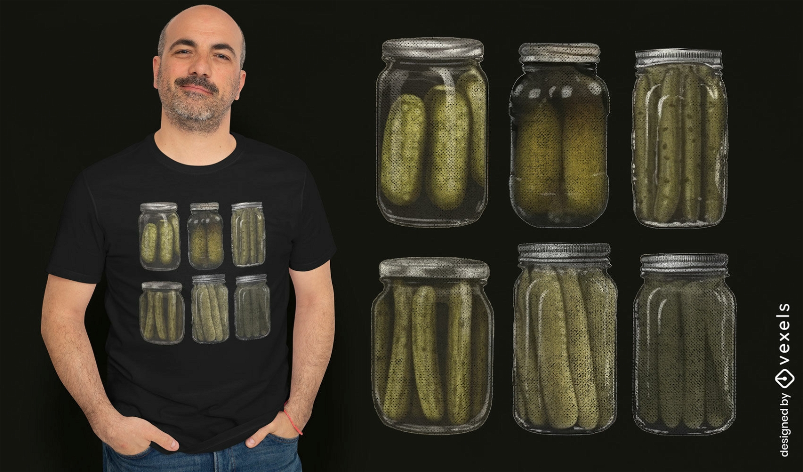 Vintage pickles jar graphic t-shirt design