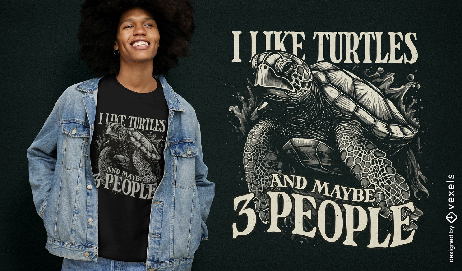 Diseño de camiseta con cita de amante de las tortugas.