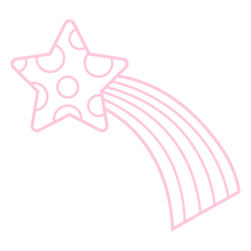 Pink shooting star flying stroke PNG Design