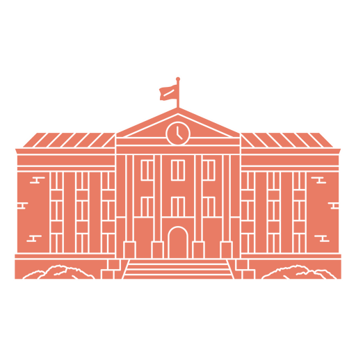Edificio rojo con una bandera. Diseño PNG