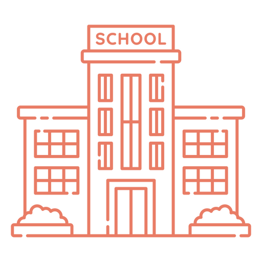 Icono de trazo de edificio escolar en naranja Diseño PNG