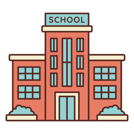 Icono de trazo de color del edificio escolar Diseño PNG