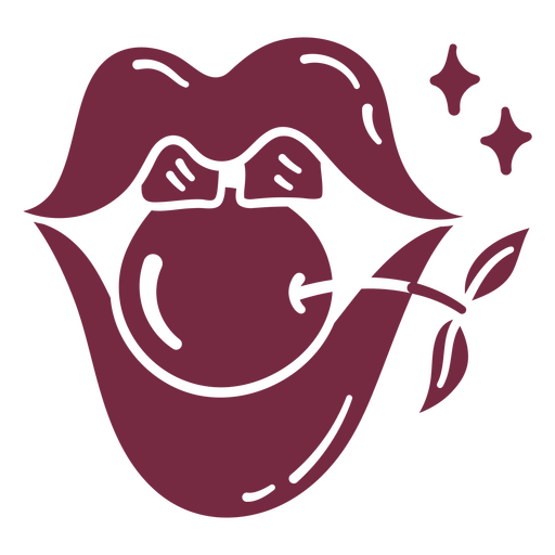 Icon of a mouth with a cherry in it PNG Design
