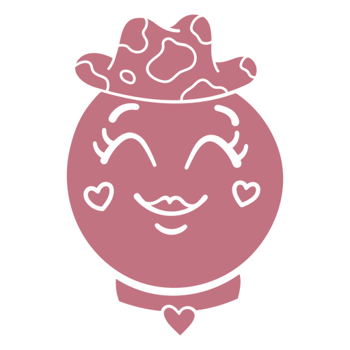 Caricatura de una niña con un sombrero rosa con corazones en la cara Diseño PNG