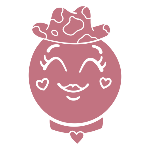 Cartoon of a girl in a pink hat with hearts on her face PNG Design