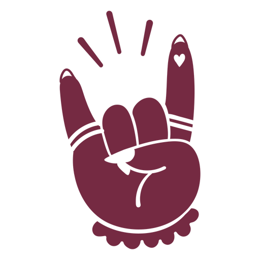 Hand with a heart on it making a rock hand gesture PNG Design