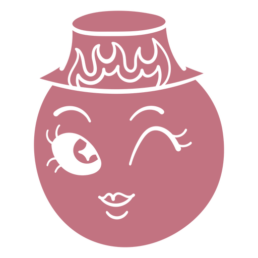 Pink peach with a hat on its head PNG Design