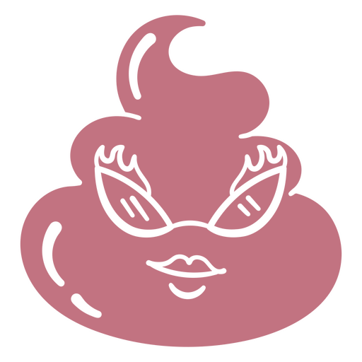 Imagen de una caca rosa con gafas. Diseño PNG