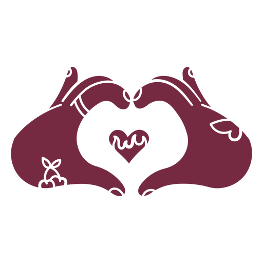 Dos manos haciendo un corte en forma de corazón. Diseño PNG