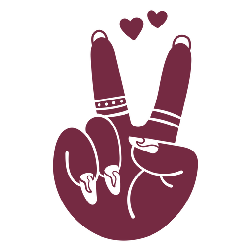 Woman holding a peace sign with a heart on it PNG Design