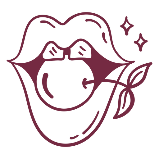 Cartoon of a mouth with a cherry on it PNG Design