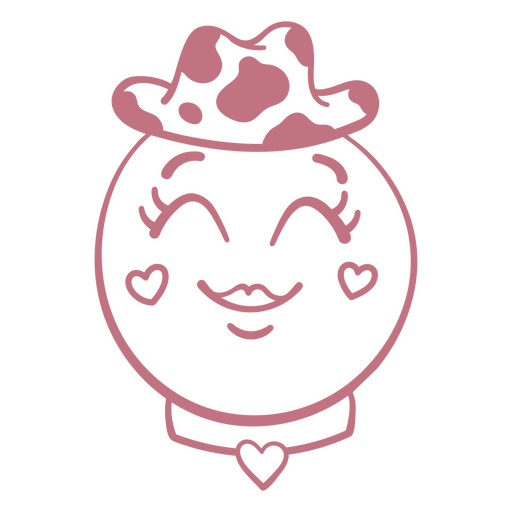 Cartoon image of a girl in a cowboy hat PNG Design