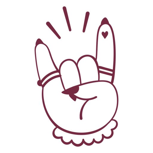 Pink hand with a heart on it PNG Design