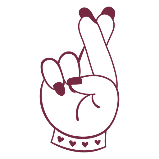 Hand holding a peace sign with pink nails PNG Design