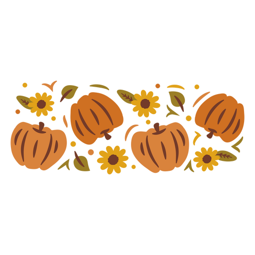 Pumpkins and sunflowers PNG Design