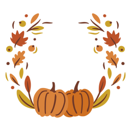 Wreath With Pumpkins And Leaves PNG & SVG Design For T-Shirts