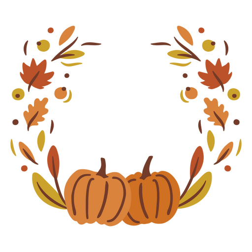 Wreath with pumpkins and leaves PNG Design