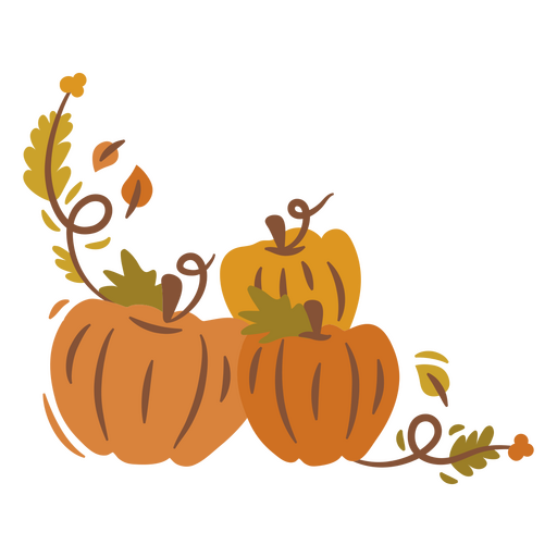 Ilustración divertida de calabaza para la decoración otoñal. Diseño PNG