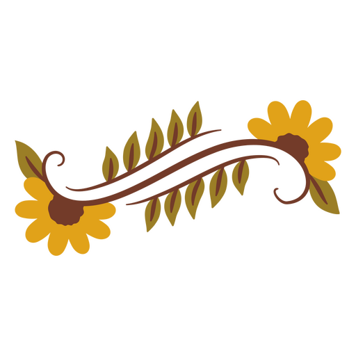 Diseño floral con girasoles y hojas. Diseño PNG
