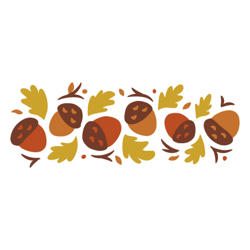 Diseño caprichoso con bellotas y hojas otoñales Diseño PNG