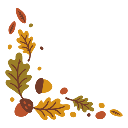 Colorful autumn leaves corner design PNG Design