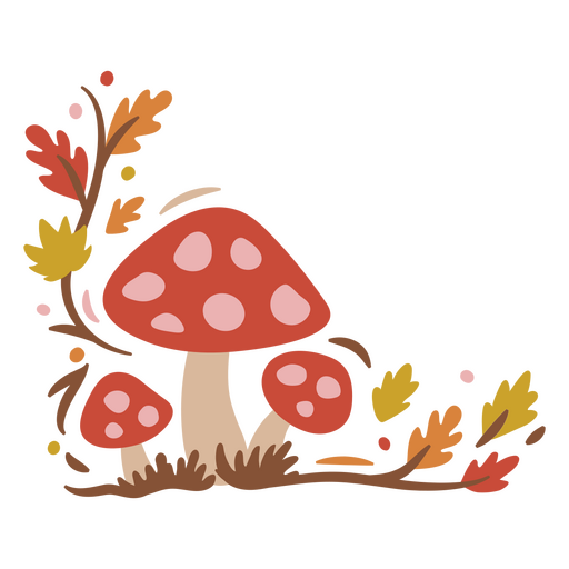 Herbstblätter und Pilze png PNG-Design