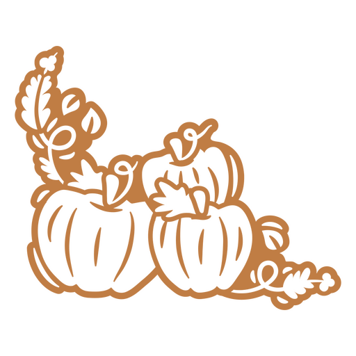 Two pumpkins with leaves PNG Design
