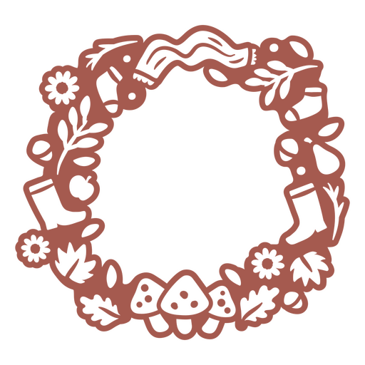 Wreath with leaves and flowers PNG Design