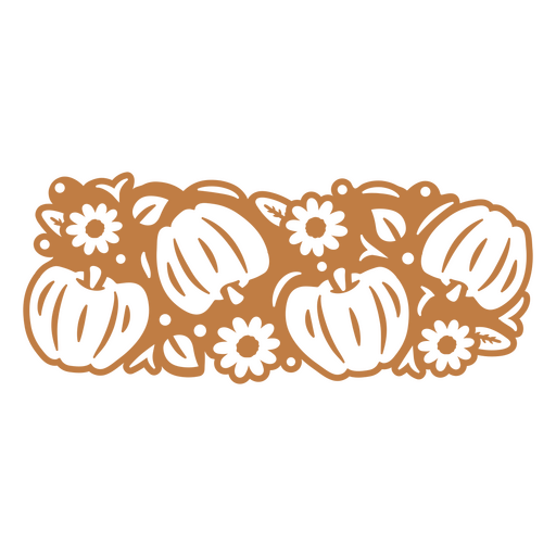 Black background with pumpkins and flowers on it PNG Design