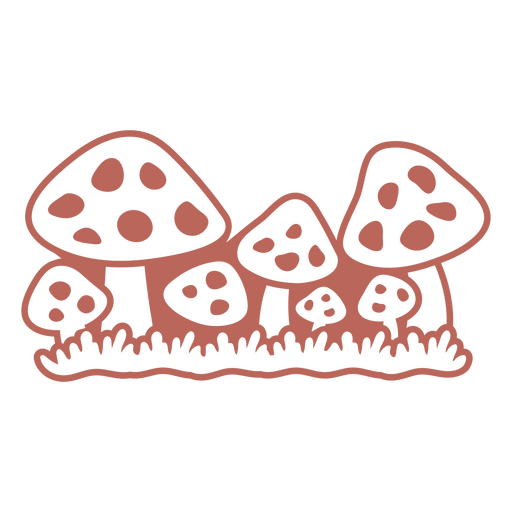 Black and red illustration of mushrooms PNG Design