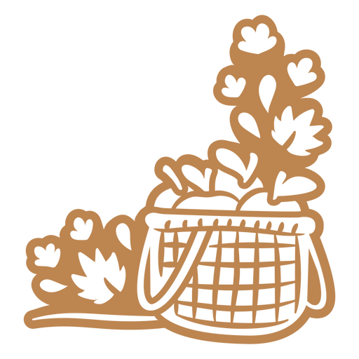 Illustration of a basket with flowers in it PNG Design