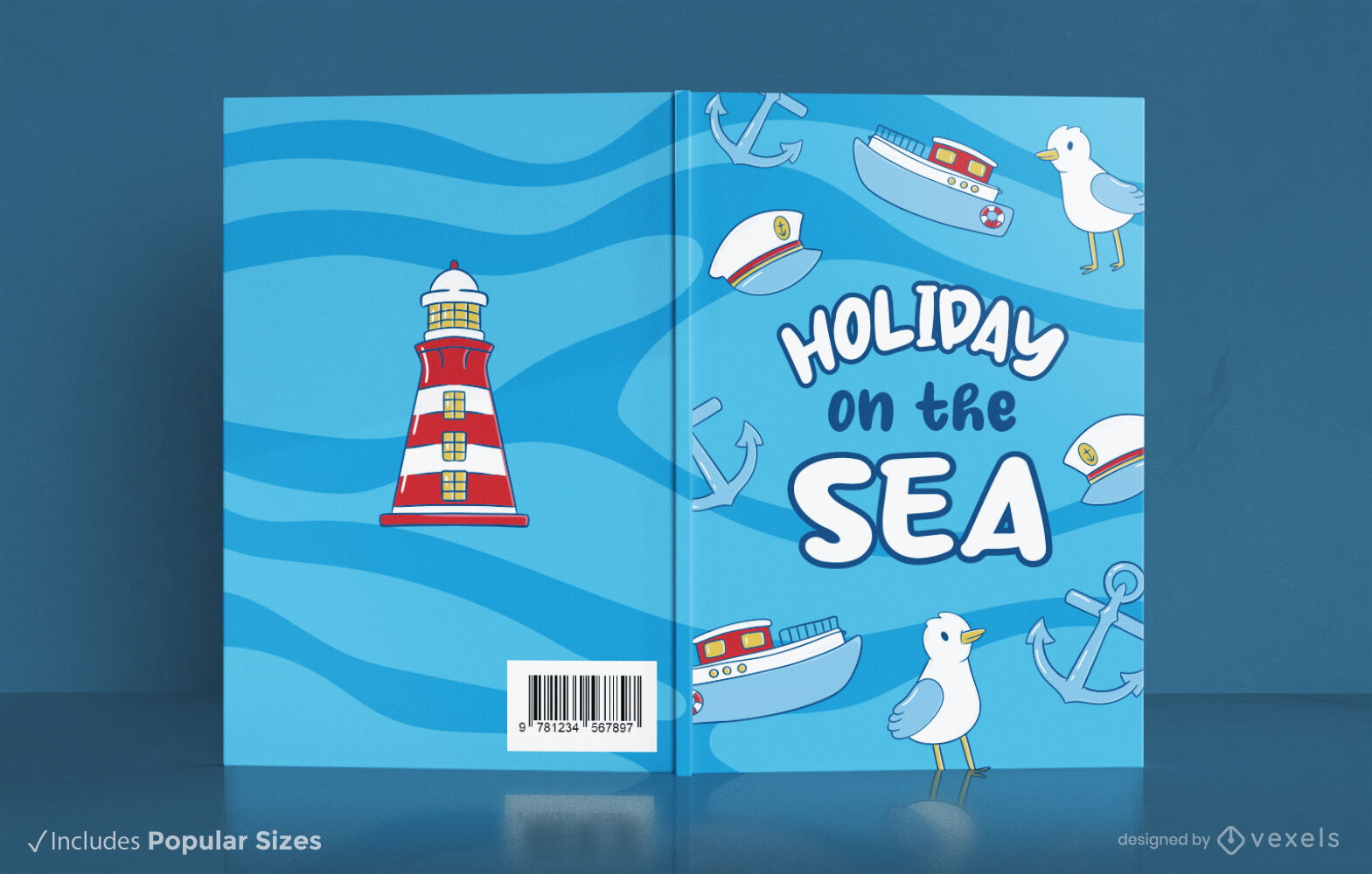 Vacaciones en el mar diseño de portada de libro KDP